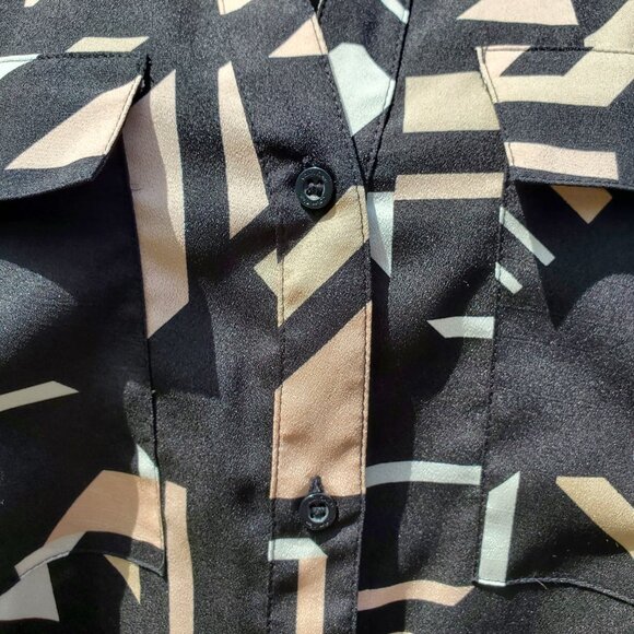 Calvin Klein Geometric Pattern Button Down Tab Sleeve Size L - Picture 5 of 15